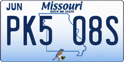 MO license plate PK5O8S