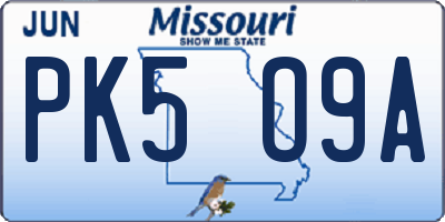 MO license plate PK5O9A