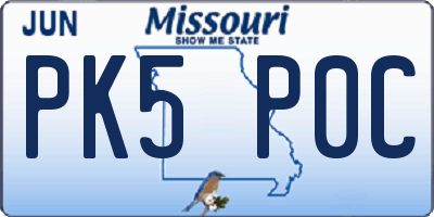 MO license plate PK5P0C