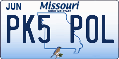MO license plate PK5P0L