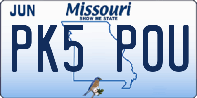 MO license plate PK5P0U