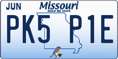 MO license plate PK5P1E