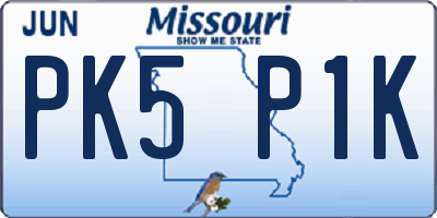 MO license plate PK5P1K