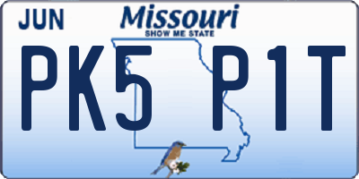 MO license plate PK5P1T