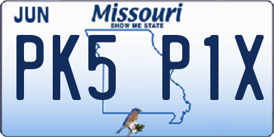 MO license plate PK5P1X