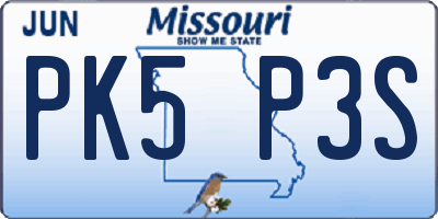 MO license plate PK5P3S