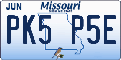 MO license plate PK5P5E