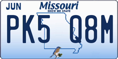 MO license plate PK5Q8M