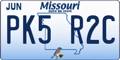 MO license plate PK5R2C