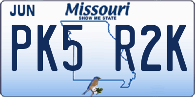 MO license plate PK5R2K