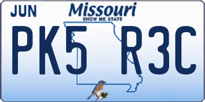 MO license plate PK5R3C