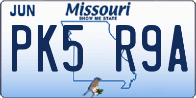 MO license plate PK5R9A