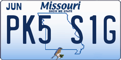 MO license plate PK5S1G