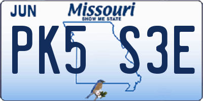 MO license plate PK5S3E