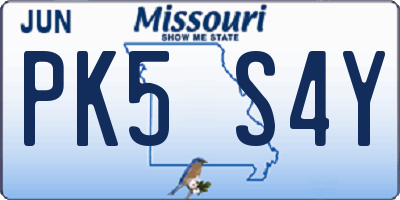 MO license plate PK5S4Y