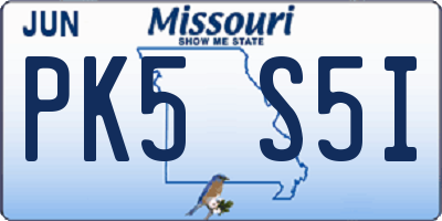 MO license plate PK5S5I