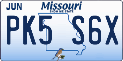 MO license plate PK5S6X
