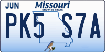 MO license plate PK5S7A