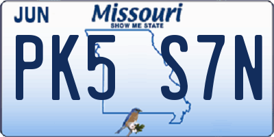 MO license plate PK5S7N