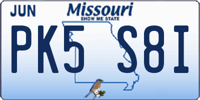 MO license plate PK5S8I