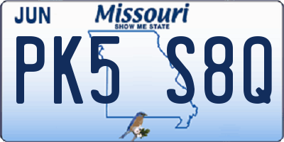 MO license plate PK5S8Q