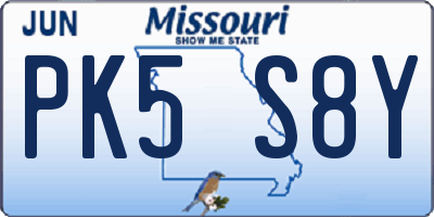 MO license plate PK5S8Y