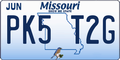 MO license plate PK5T2G