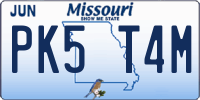 MO license plate PK5T4M