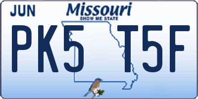 MO license plate PK5T5F