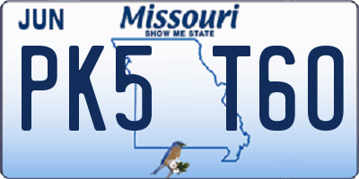 MO license plate PK5T6O