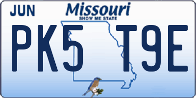 MO license plate PK5T9E