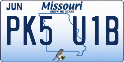 MO license plate PK5U1B