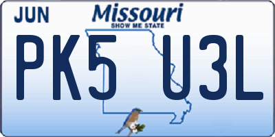 MO license plate PK5U3L