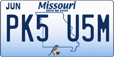 MO license plate PK5U5M