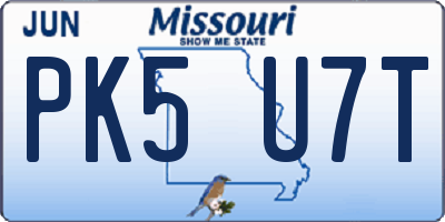 MO license plate PK5U7T