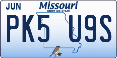 MO license plate PK5U9S