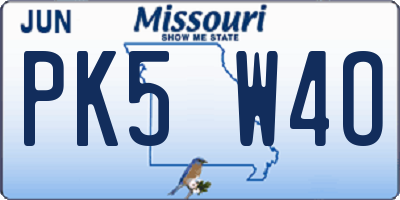 MO license plate PK5W4O