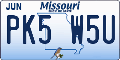 MO license plate PK5W5U