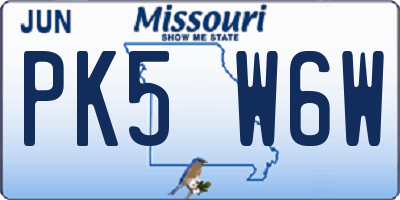MO license plate PK5W6W