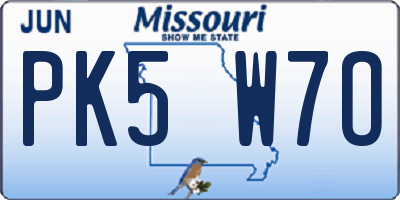 MO license plate PK5W7O