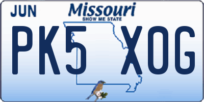 MO license plate PK5X0G