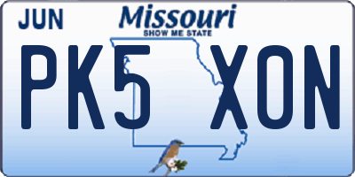 MO license plate PK5X0N