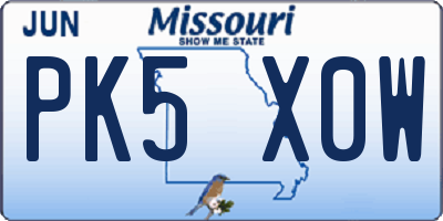 MO license plate PK5X0W