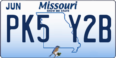 MO license plate PK5Y2B