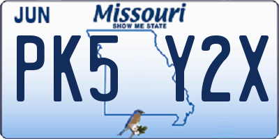 MO license plate PK5Y2X