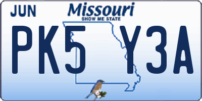 MO license plate PK5Y3A