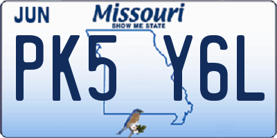 MO license plate PK5Y6L