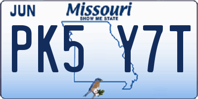 MO license plate PK5Y7T