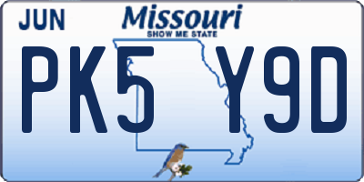 MO license plate PK5Y9D