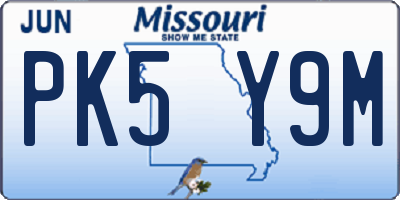 MO license plate PK5Y9M